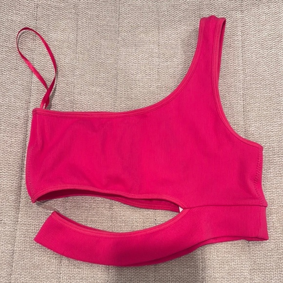 Pink One-Shoulder Women's Seamless Garage Top - Picture 8 of 9